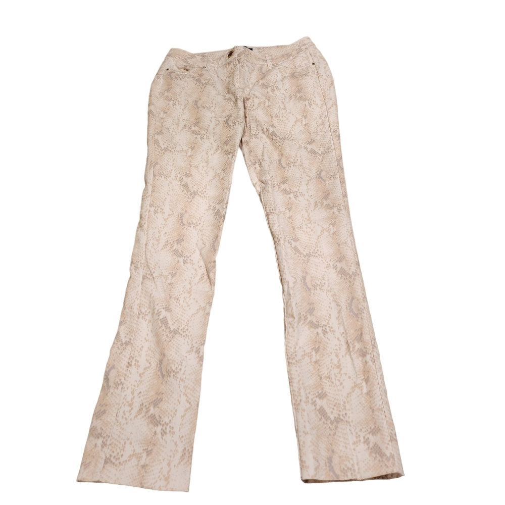 White House Black Market Snake Print Skinny Pants - Cream